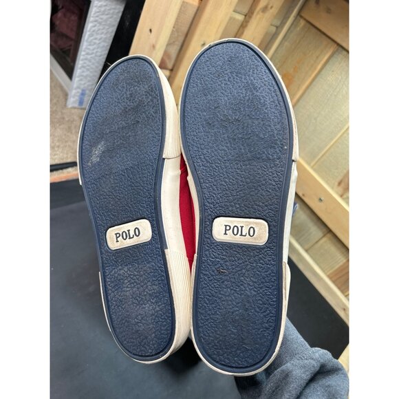 Polo Ralph Lauren Mens Red Canvas Faxon Low Sneakers Size 10D - Picture 7 of 8